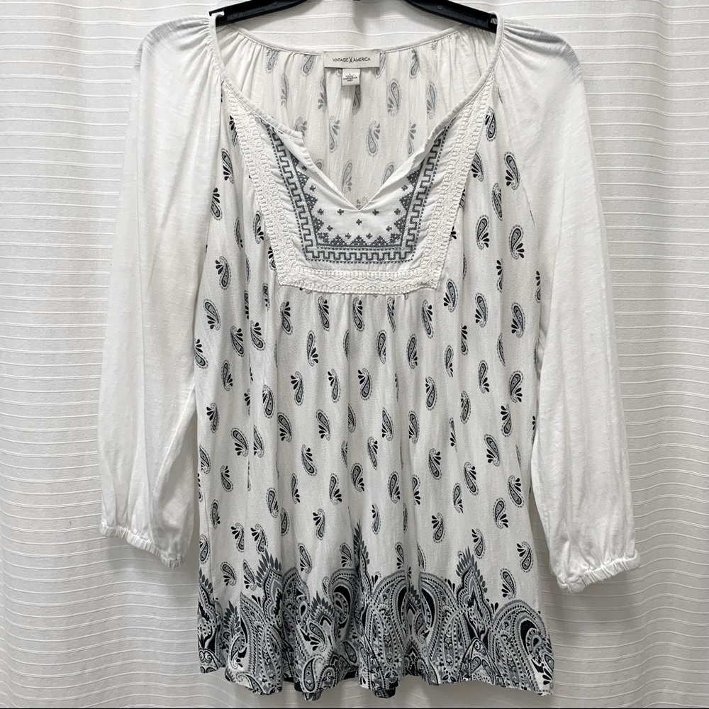 Vintage America 3/4 sleeve top, size L